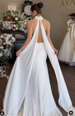 Beach Halter Satin Wedding Dresses Sleeveless