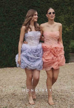 Strapless A-Line Crisscross Back Short Homecoming Dresses with ruffles