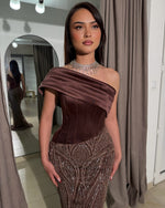 One Shoulder Sleeveless Sequins Sparkle Mermaid Evening Dress