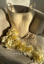Regular Straps Yellow Short Homecoming Dress with Pearls and 3d Flowers
