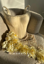 Regular Straps Yellow Short Homecoming Dress with Pearls and 3d Flowers