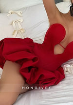 Red Strapless Ruched Sweetheart Short Princess Homecoming Dress