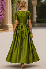 Half Sleeve A-Line Ankle-Length Evening Dress