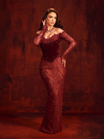 Sexy Off the Shoulder Long Sleeve Beaded Mermaid Prom Dress