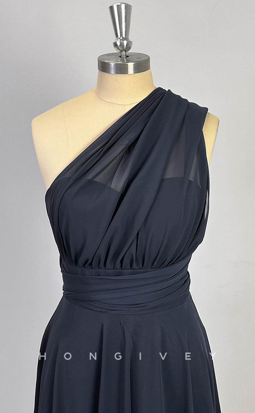 HM203 - A-Line One Shoulder Sleeveless Mother of the Bride Dress