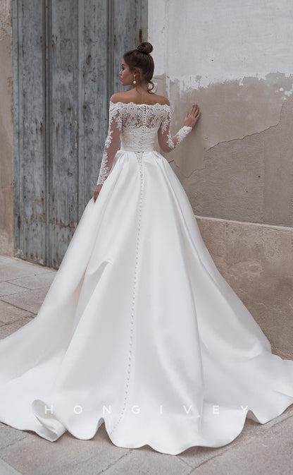 H0826 - Sheer Tube Top Two Piece Belt Buttons Embellished With Train Wedding Dress
