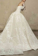 Lace Princess Chapel Train Strapless Crisscross Back Empire Wedding Dresses