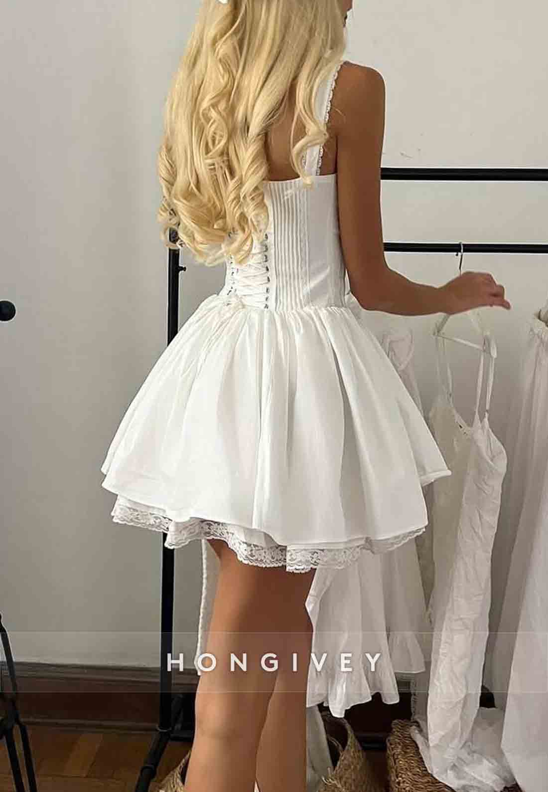 A-Line Regular Straps Sweetheart Tie Back Homecoming Dress with Lace Lining