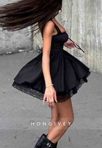 A-Line Regular Straps Sweetheart Tie Back Homecoming Dress with Lace Lining