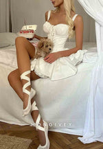 A-Line Regular Straps Sweetheart Tie Back Homecoming Dress with Lace Lining