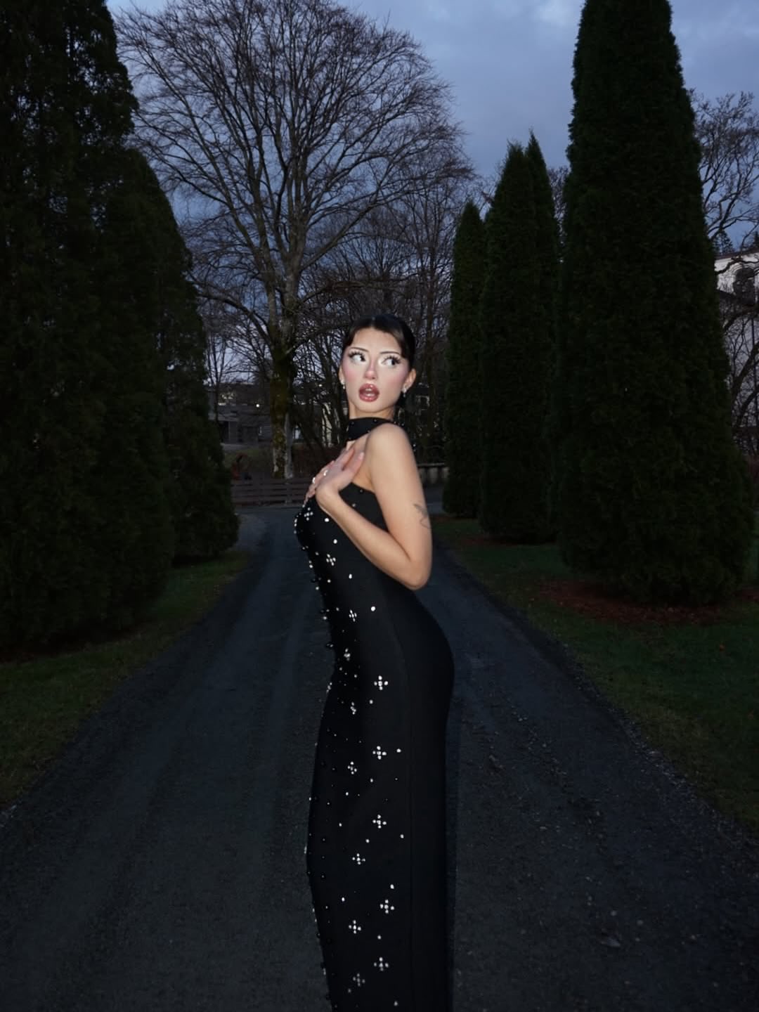 Sexy Black Halter Backless Sleeveless Mermaid Beaded Floor-Length Evening Dress