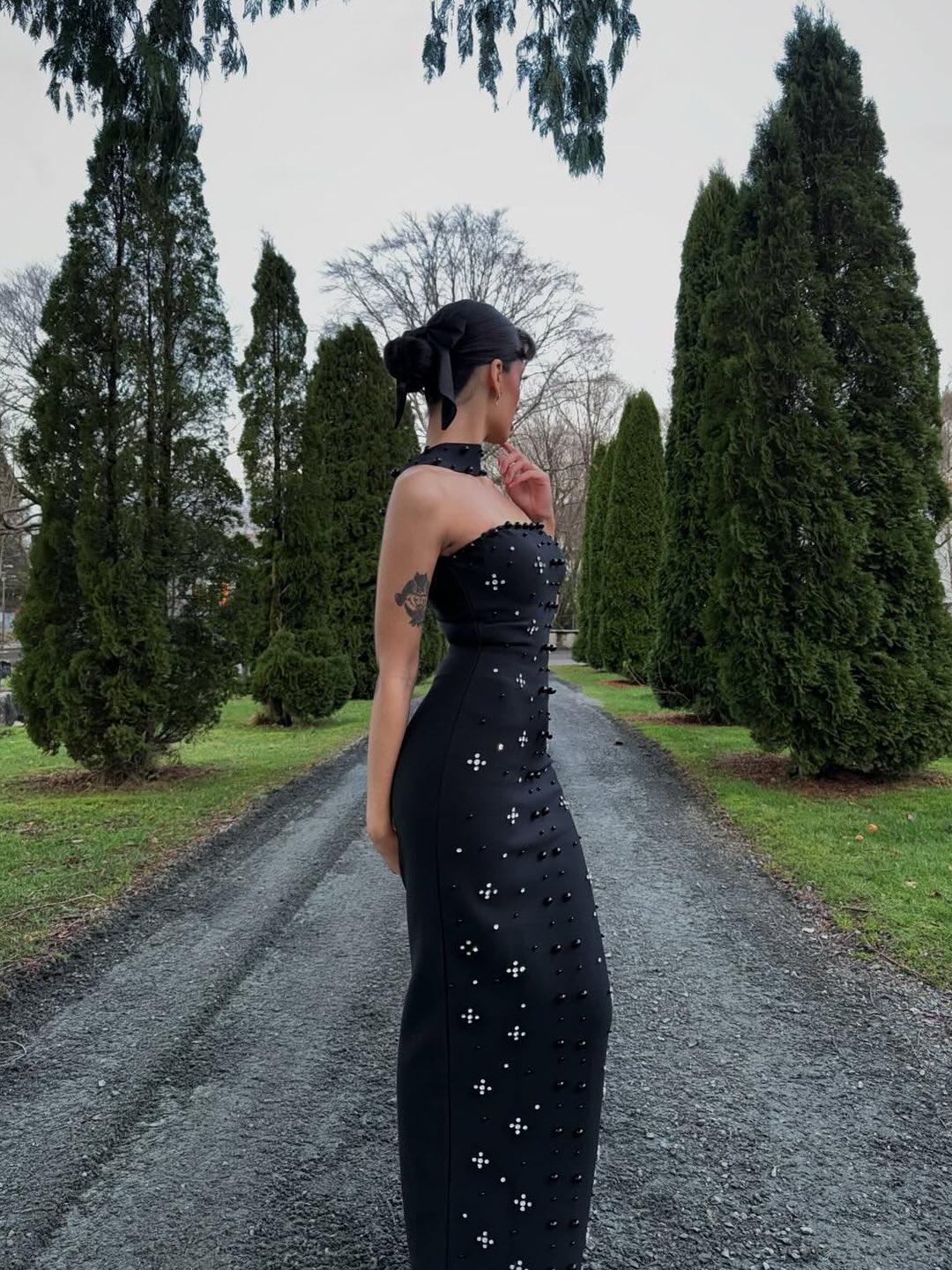 Sexy Black Halter Backless Sleeveless Mermaid Beaded Floor-Length Evening Dress
