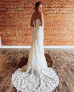 Women's Mermaid Lace Wedding Dresses Strapless Corset Beach Wedding Gowns