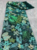 Sleeveless Floral Print V-Neck Ruched Mermaid Sequins Sparkle Evening Dress