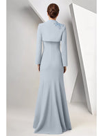 Applique Cape Sleeve Mermaid Evening Down Mother of the Bride Dress