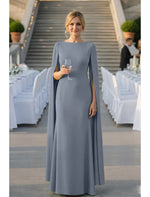 Cape Sleeve Floor-Length Mermaid Evening Gown Mother of the Bride Dress