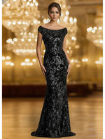 Sequins Applique Sparkle Sleeveless Mermaid Evening Dress Floor-Length