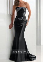Sweep Train Trumpet Sweetheart Strapless Pleated Appliqued Evening Gowns