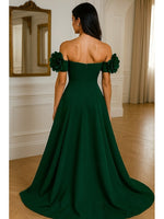 Off the Shoulder Flowers Sleeveless A-Line Evening Dress Mother of the Bride Dress