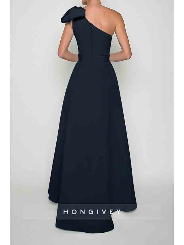 One Shoulder Bow Jumpsuit Detachable Evening Dress