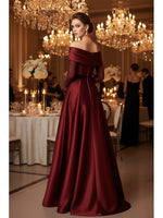 A-Line Side Slit Off the Shoulder Long Sleeve Formal Evening Dress