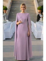 Cape Sleeve Floor-Length Mermaid Evening Gown Mother of the Bride Dress