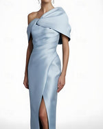 One Shoulder Sleeveless Mermaid Side Slit Evening Dress