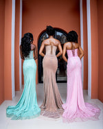 Beaded Sweetheart Sleeveless Sequins Sparkle Mermaid Side Slit Floor-Length Prom Dress