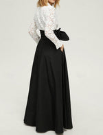 Long Sleeve Bow A-Line Floor-Length Formal Evening Dress