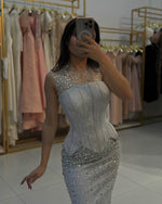 Beaded Lace O-Neck Sleeveless Sequins Mermaid Floor-Length Evening Dress