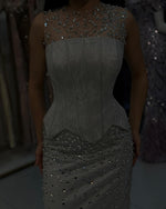 Beaded Lace O-Neck Sleeveless Sequins Mermaid Floor-Length Evening Dress