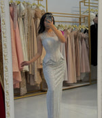 Beaded Lace O-Neck Sleeveless Sequins Mermaid Floor-Length Evening Dress