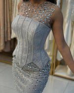 Beaded Lace O-Neck Sleeveless Sequins Mermaid Floor-Length Evening Dress