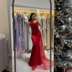Tulle One Shoulder Sleeveless Mermaid Court Train Evening Dress