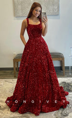 L0823 - Long A-Line Glitter-Knit Bateau Ballgown Dress 