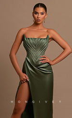 L0839 - Plunging  V-Neck Sleeveless A-Line Evening Gown