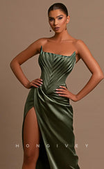 L0839 - Plunging  V-Neck Sleeveless A-Line Evening Gown