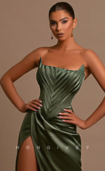 L0839 - Plunging  V-Neck Sleeveless A-Line Evening Gown