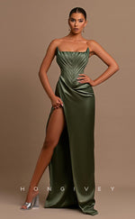 L0839 - Plunging  V-Neck Sleeveless A-Line Evening Gown