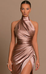 L0839 - Plunging  V-Neck Sleeveless A-Line Evening Gown