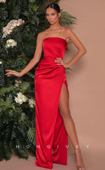 L0839 - Plunging  V-Neck Sleeveless A-Line Evening Gown